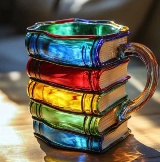 Handcrafted Colourful Mug with Book Design