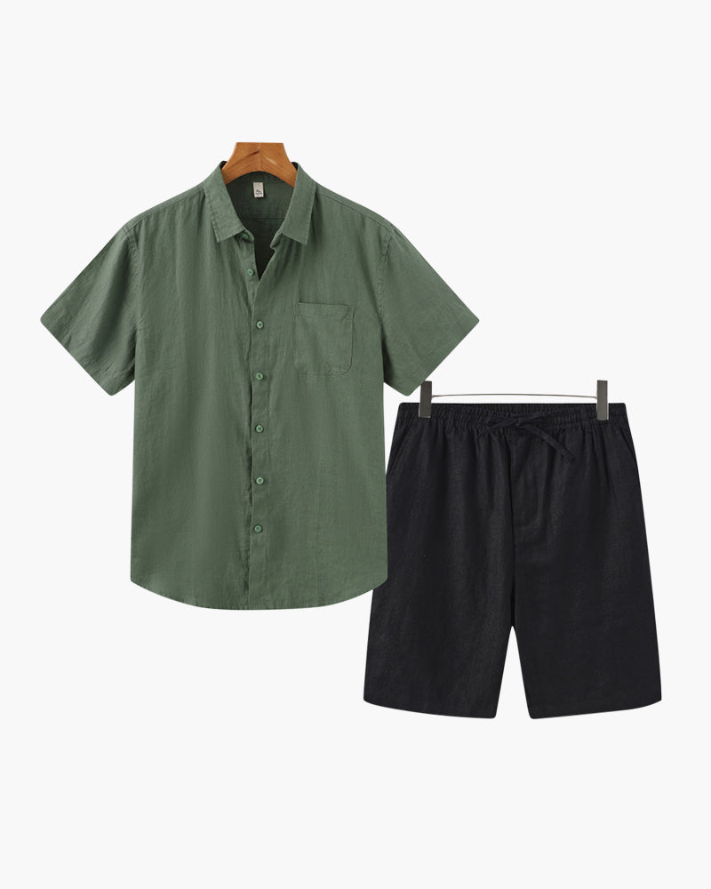 Completo in lino Old Money (pantaloncini)