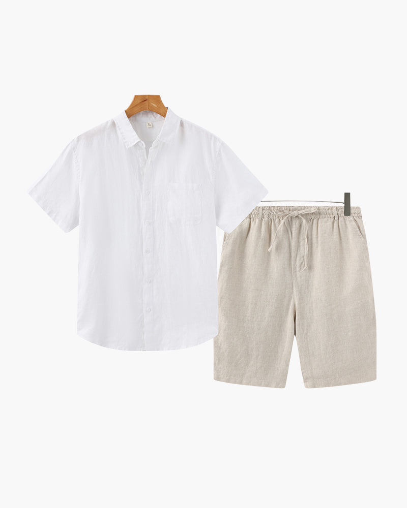 Completo in lino Old Money (pantaloncini)