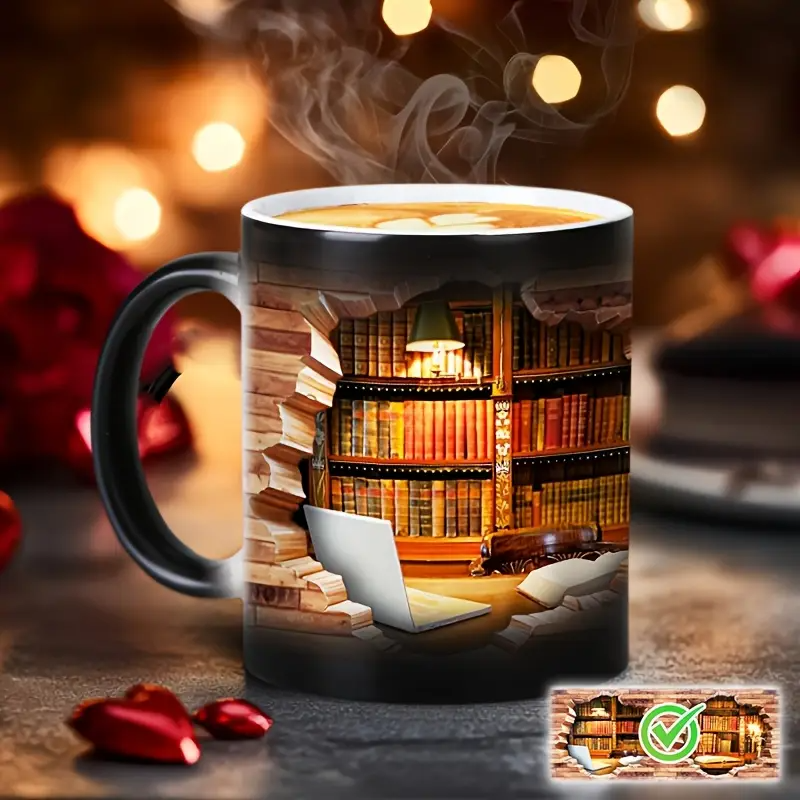 Charming Ceramic Mug with Thermal Effect for Book Lovers